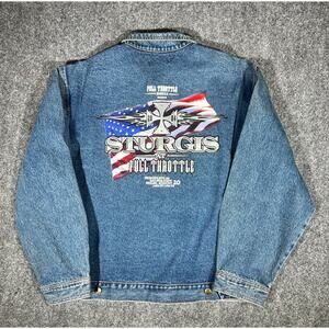 Y2K Sturgis 2004 Denim Jacket XL Biker Full Throttle